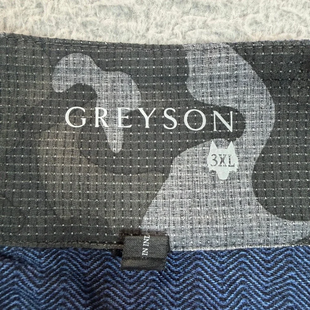 Greyson Mens 3XL Quarter Zip Pullover Navy Blue Herringbone Golf Sweater Mock